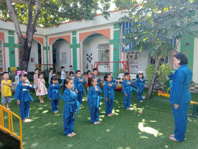 Trường Mầm non Họa My đã triển khai hoạt động luyện tập môn võ Vovinam cho 100% trẻ 5-6 tuổi